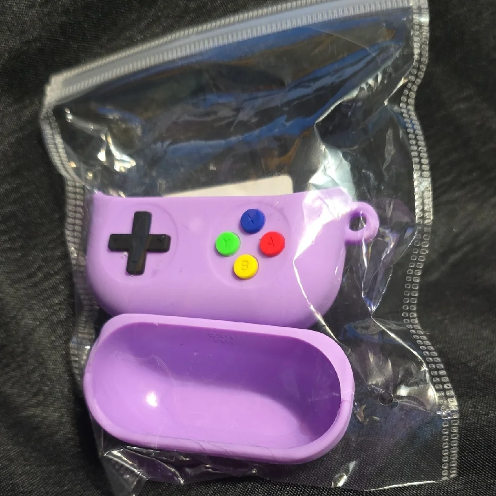 Purple Game Controller Earbud Holder Keychain